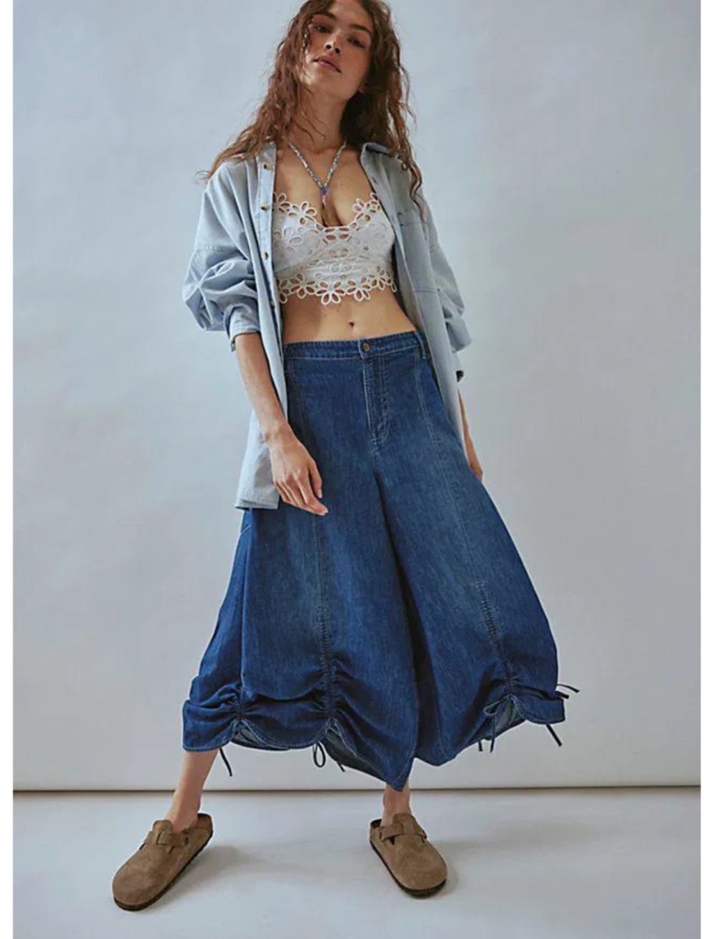 Free People We The Free Lily Fields Cinch Jeans Sz Small Wide Leg Balloon Denim - Picture 4 of 15
